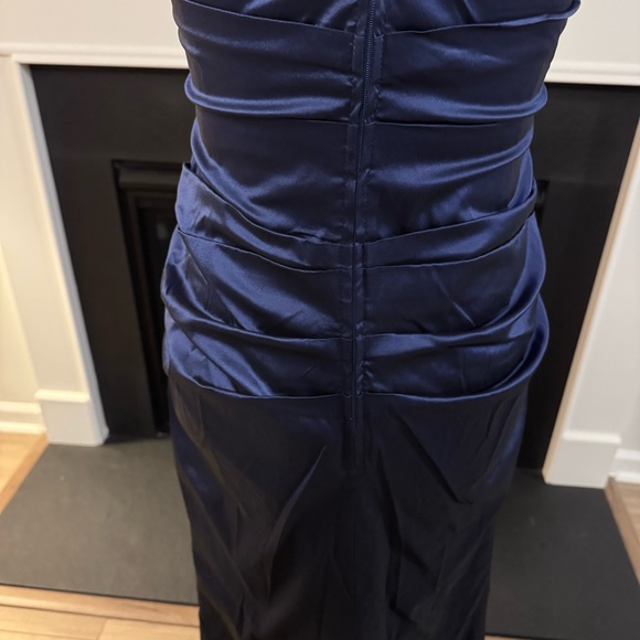 Rickie Freeman for Teri Jon Navy Ruched Evening Gown – Vintage Y2K – Size 6 - Picture 8 of 12